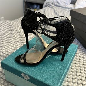 NWT Blue by Betsey Johnson Black Sparkly Heels black